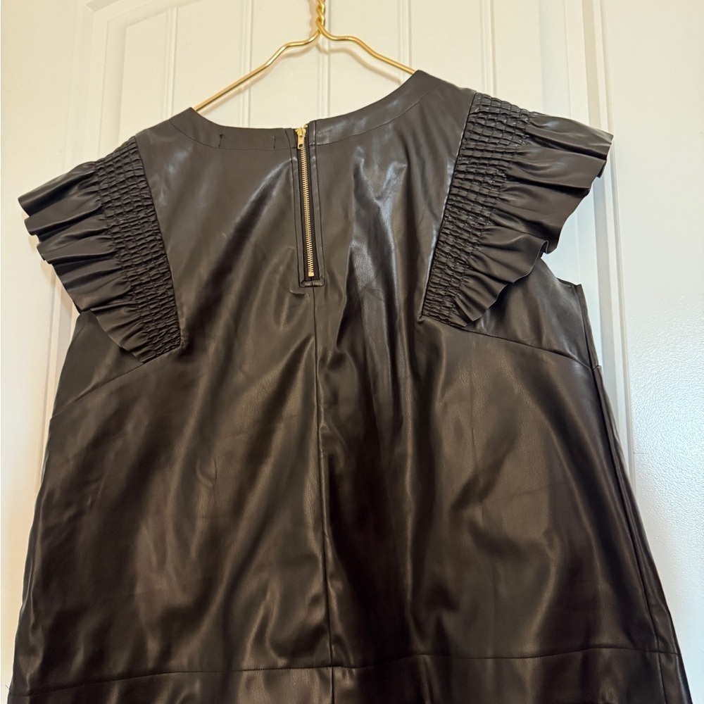 Lilly Mae’s Pearl detail faux leather ruffle sleeve sheath blouse - Picture 10 of 10